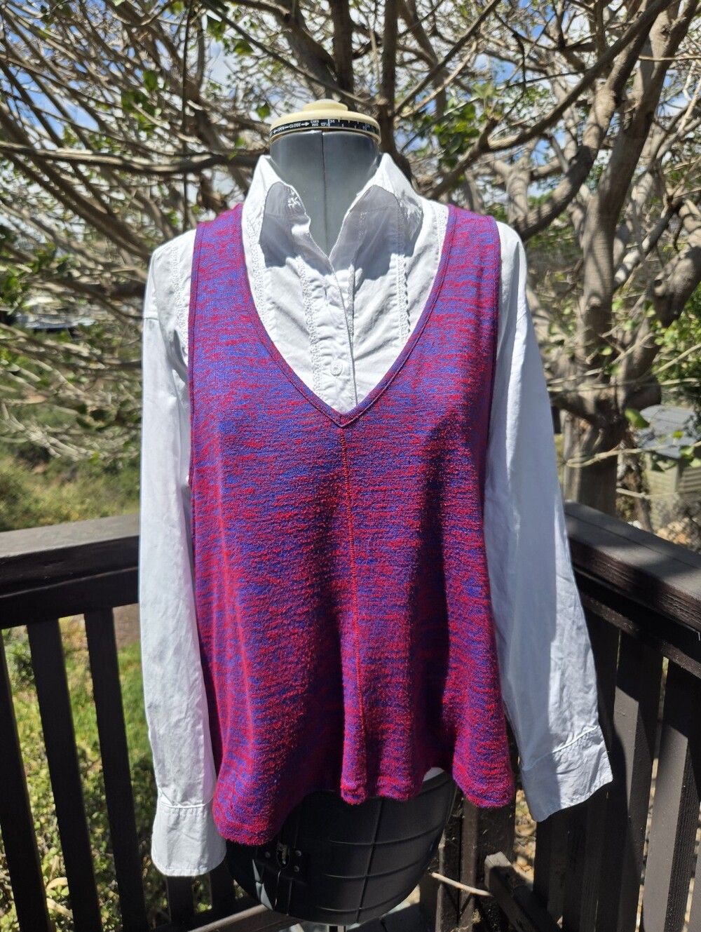 Rag & Bone Red Blue Varigated Loose Tank Cotton Size Medium